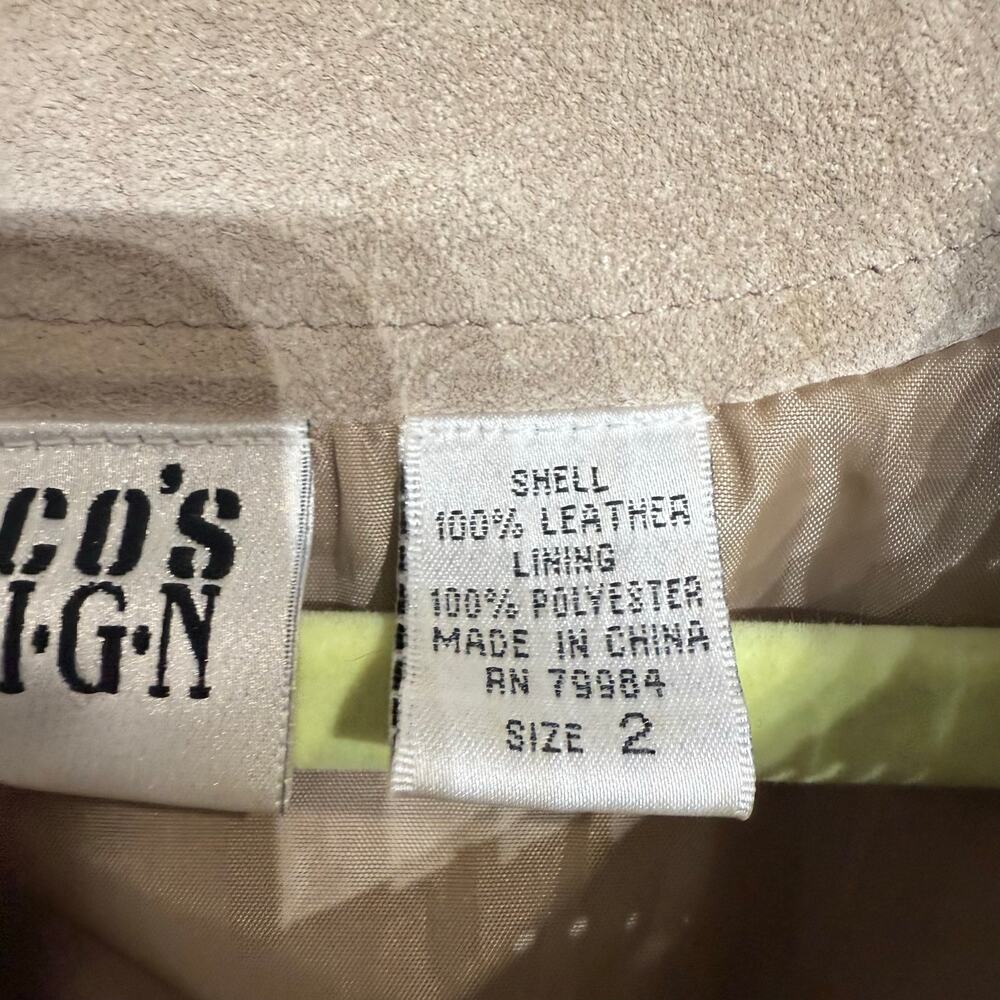 Chico's Tan Genuine Suede Leather Vintage Native Tribal Jacket Sz 2 - Picture 6 of 15